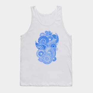 Abstract Mandala design (dark blue on white) Tank Top